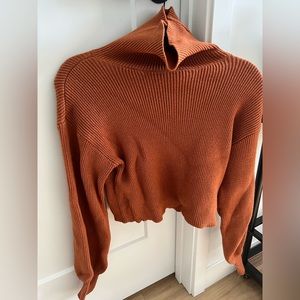 Francesca’s (Blue Rain) Burnt Orange Cropped Long Sleeved Sweater